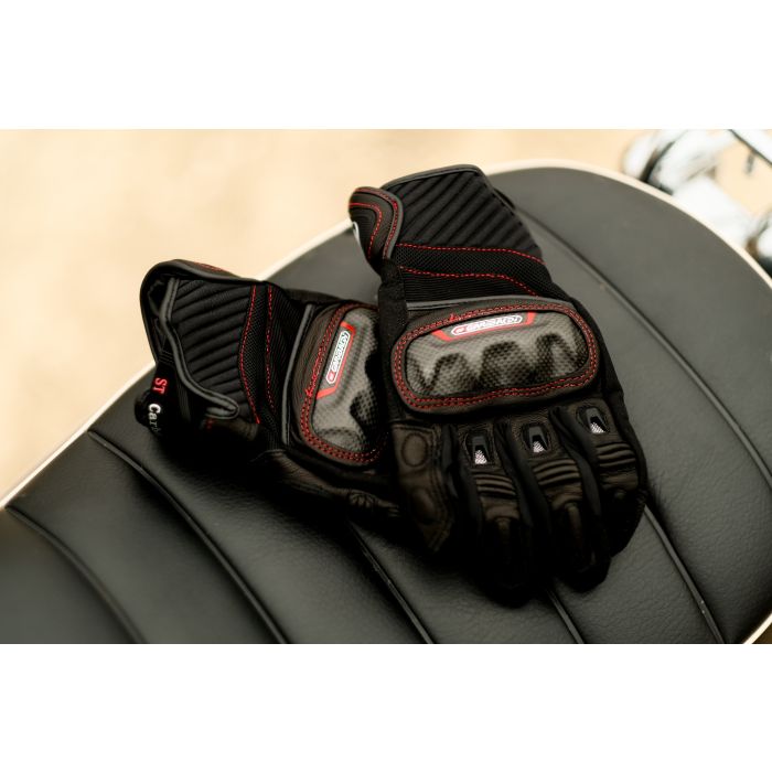 Guantes de motocicleta unisex de cuero y carbón para invierno