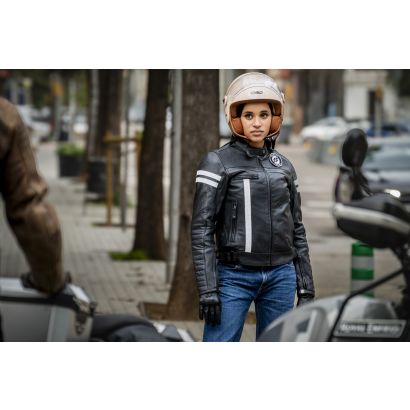 Chaqueta Moto Piel Garibaldi Moka Racer Sas-tec Lady