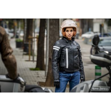 Chaqueta Moto Piel Garibaldi Moka Racer Sas-tec Lady
